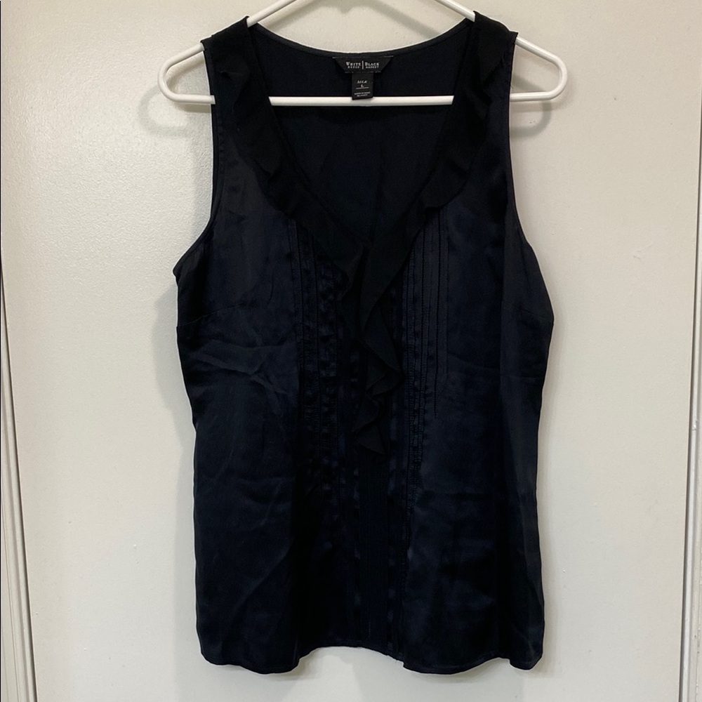 Vince Camuto Navy Ruffle Sleeveless Blouse
